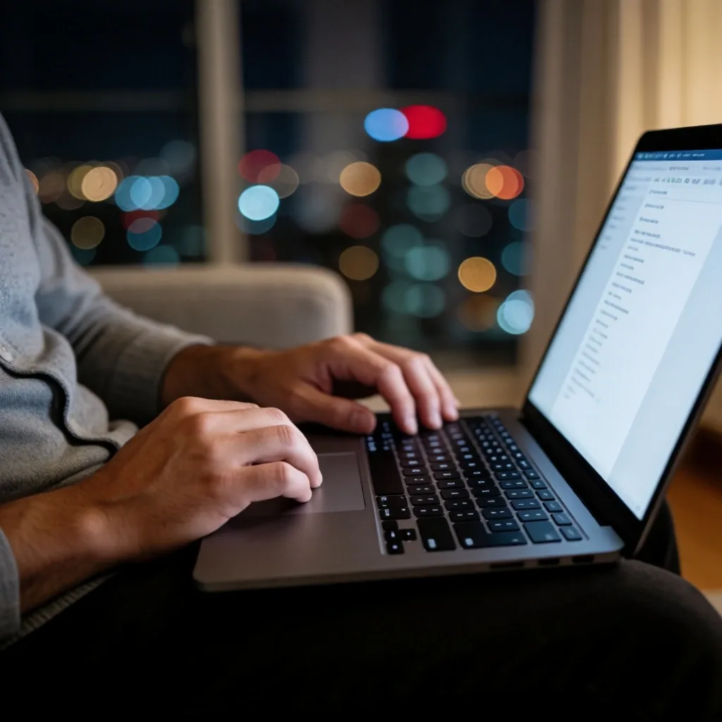 Pessoa gerenciando configurações em um computador