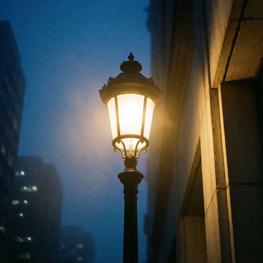 Lanterna iluminada em São Paulo à noite